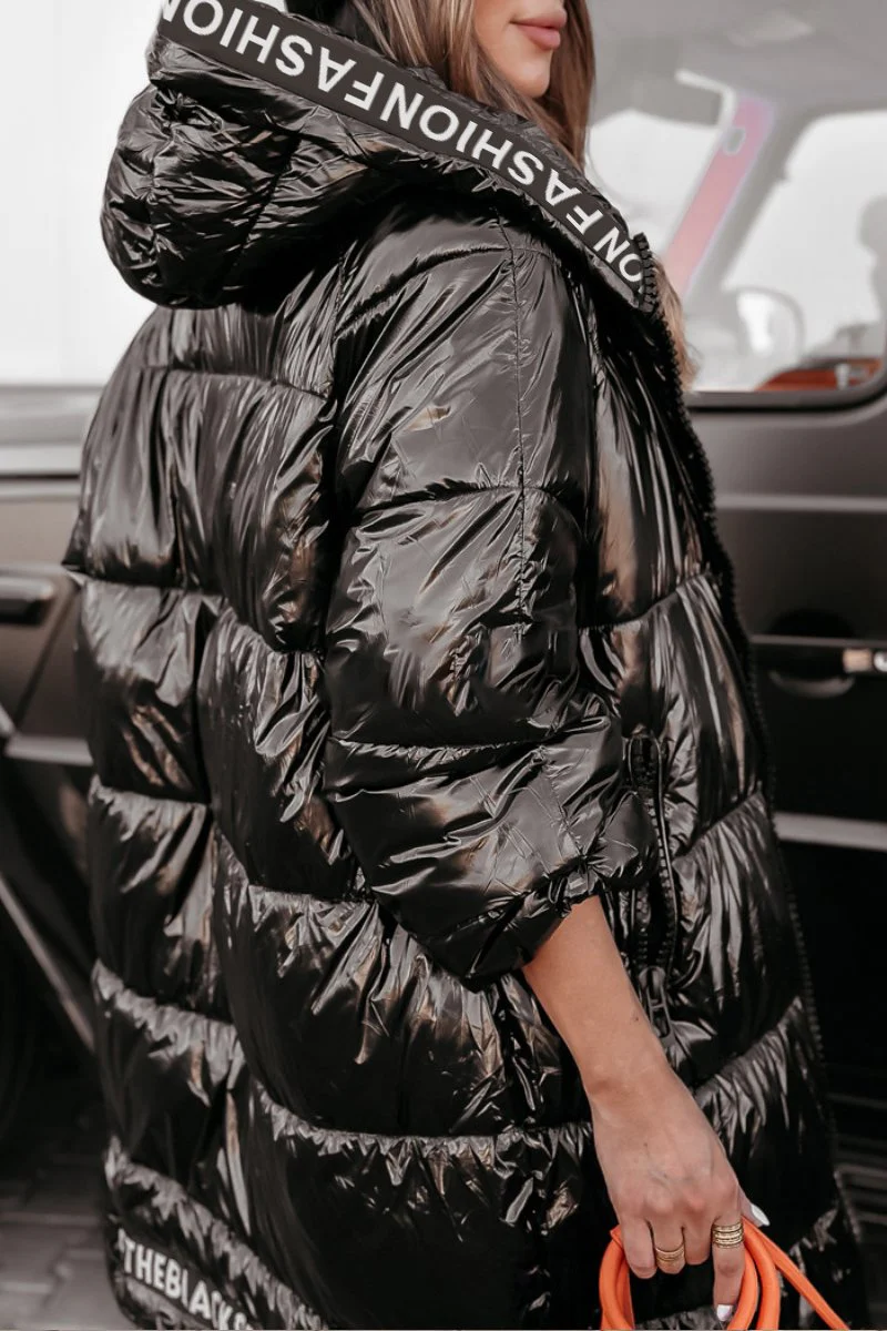 Women's Letter Design Hooded Cotton Coat